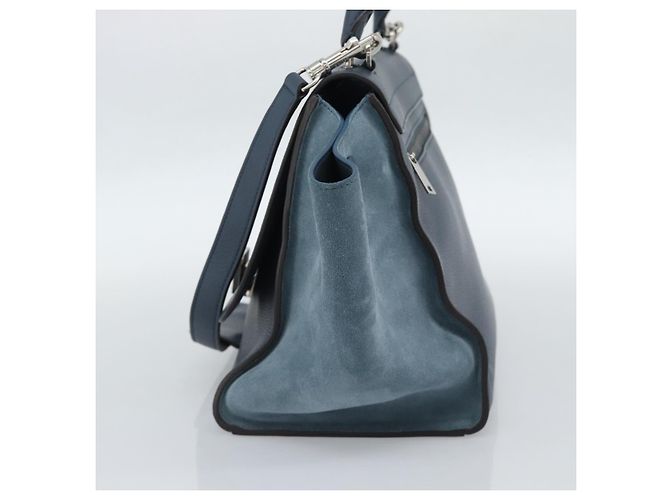 Céline Borsa Trapeze CELINE in scamosciato blu e oro 2way Auth ka5040 D'oro - vista 5