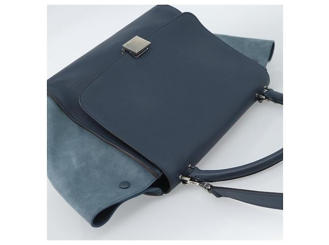 Céline Borsa Trapeze CELINE in scamosciato blu e oro 2way Auth ka5040 D'oro - vista 6