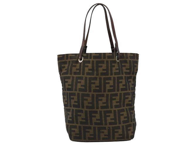 Borsa Tote FENDI Zucca Canvas Nero Marrone Auth 188589 - vista 2
