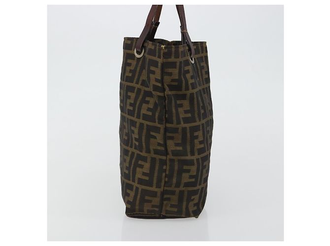Borsa Tote FENDI Zucca Canvas Nero Marrone Auth 188589 - vista 4