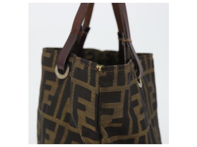 Borsa Tote FENDI Zucca Canvas Nero Marrone Auth 188589 - vista 5