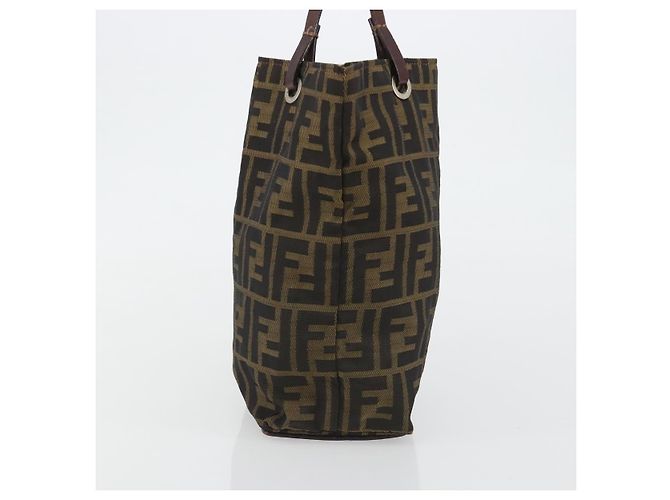 Borsa Tote FENDI Zucca Canvas Nero Marrone Auth 188589 - vista 6