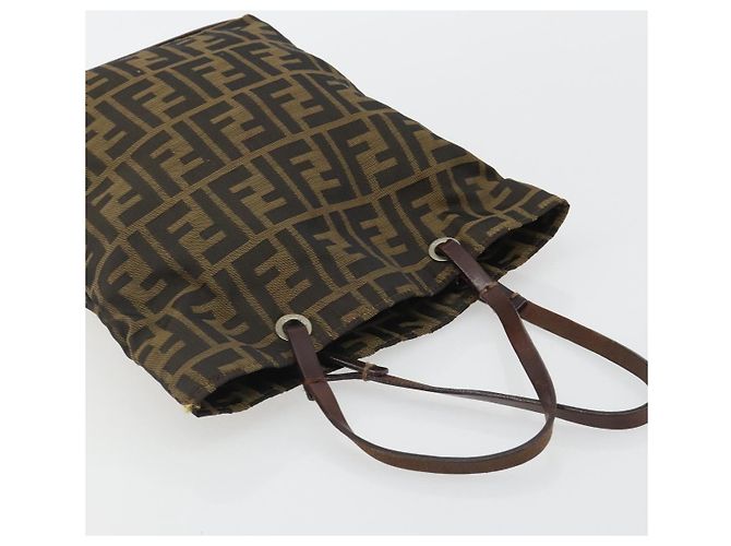 Borsa Tote FENDI Zucca Canvas Nero Marrone Auth 188589 - vista 7