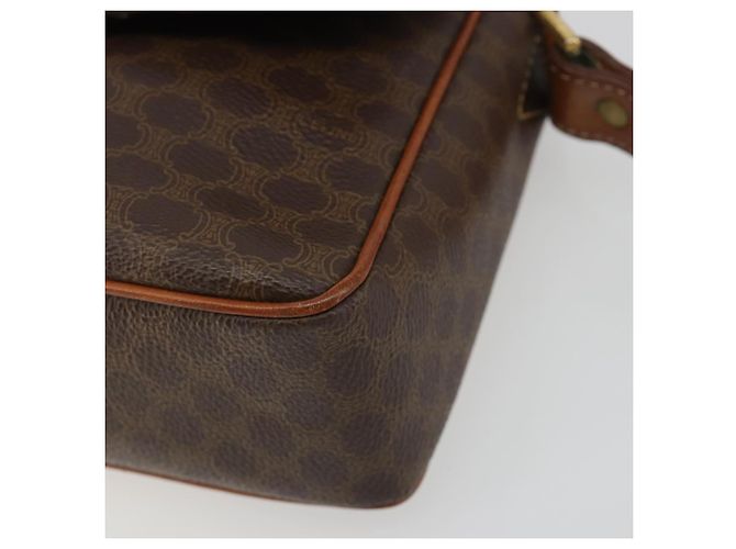 Céline Borsa a tracolla circolare CELINE Macadam Canvas PVC Pelle Marrone Oro Auth 189684 D'oro - vista 10