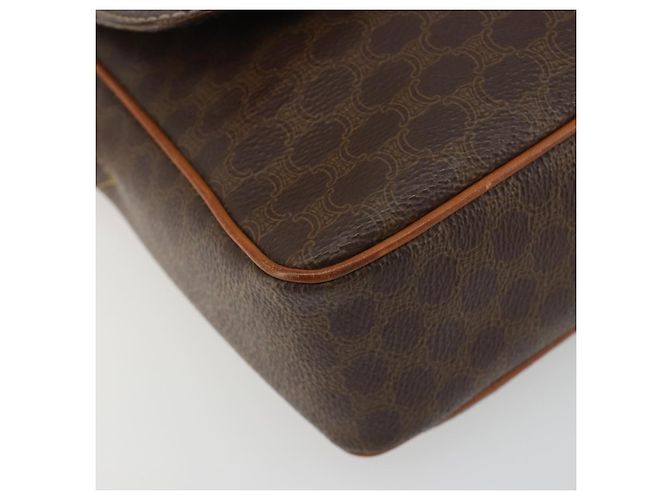 Céline Borsa a tracolla circolare CELINE Macadam Canvas PVC Pelle Marrone Oro Auth 189684 D'oro - vista 11