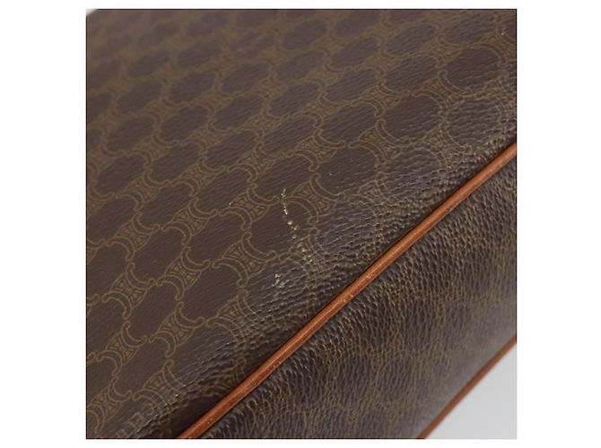 Céline Borsa a tracolla circolare CELINE Macadam Canvas PVC Pelle Marrone Oro Auth 189684 D'oro - vista 14