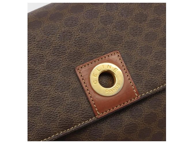 Céline Borsa a tracolla circolare CELINE Macadam Canvas PVC Pelle Marrone Oro Auth 189684 D'oro - vista 15