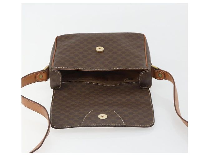 Céline Borsa a tracolla circolare CELINE Macadam Canvas PVC Pelle Marrone Oro Auth 189684 D'oro - vista 16