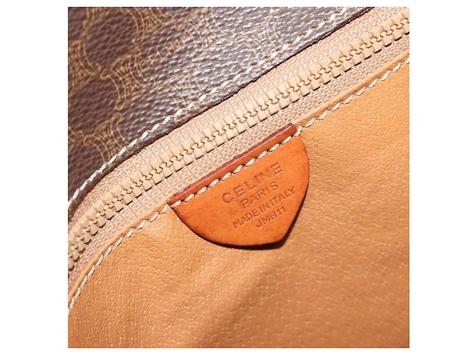 Céline Borsa a tracolla circolare CELINE Macadam Canvas PVC Pelle Marrone Oro Auth 189684 D'oro - vista 17