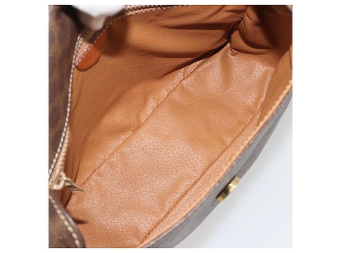 Céline Borsa a tracolla circolare CELINE Macadam Canvas PVC Pelle Marrone Oro Auth 189684 D'oro - vista 18