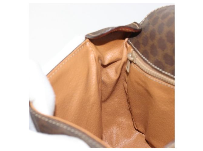 Céline Borsa a tracolla circolare CELINE Macadam Canvas PVC Pelle Marrone Oro Auth 189684 D'oro - vista 20