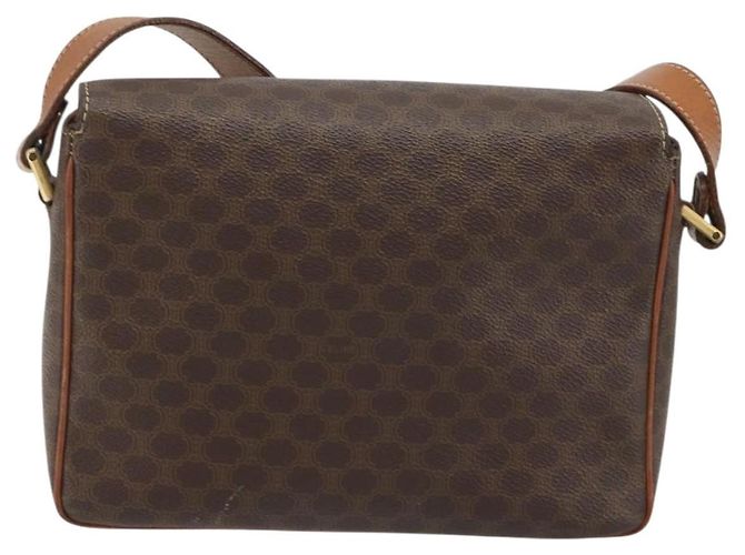 Céline Borsa a tracolla circolare CELINE Macadam Canvas PVC Pelle Marrone Oro Auth 189684 D'oro - vista 3