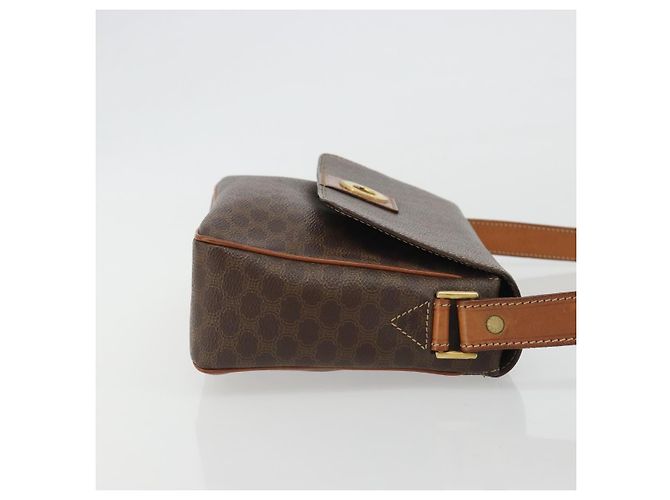 Céline Borsa a tracolla circolare CELINE Macadam Canvas PVC Pelle Marrone Oro Auth 189684 D'oro - vista 4