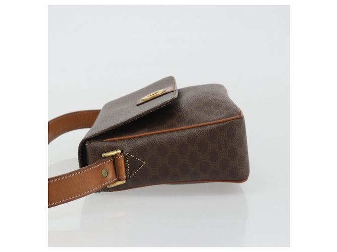 Céline Borsa a tracolla circolare CELINE Macadam Canvas PVC Pelle Marrone Oro Auth 189684 D'oro - vista 5