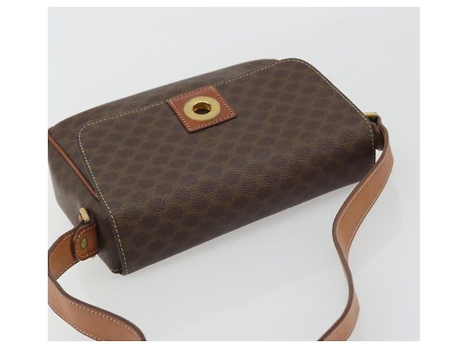 Céline Borsa a tracolla circolare CELINE Macadam Canvas PVC Pelle Marrone Oro Auth 189684 D'oro - vista 6