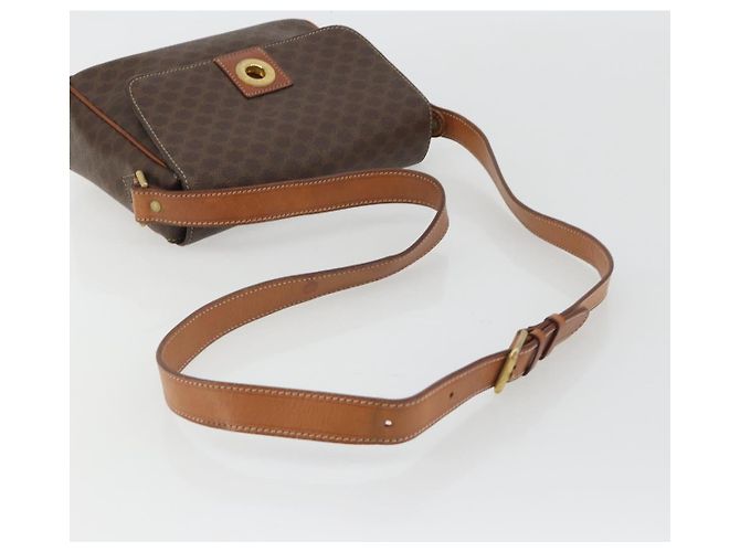 Céline Borsa a tracolla circolare CELINE Macadam Canvas PVC Pelle Marrone Oro Auth 189684 D'oro - vista 7