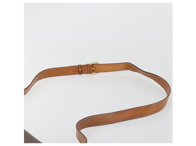 Céline Borsa a tracolla circolare CELINE Macadam Canvas PVC Pelle Marrone Oro Auth 189684 D'oro - vista 8