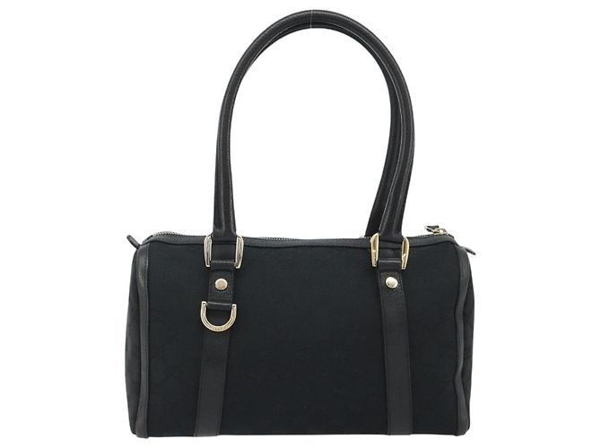 Borsa Boston GUCCI GG Canvas Abbey Nera Oro 130942 Auth 189128A Nero D'oro - vista 3