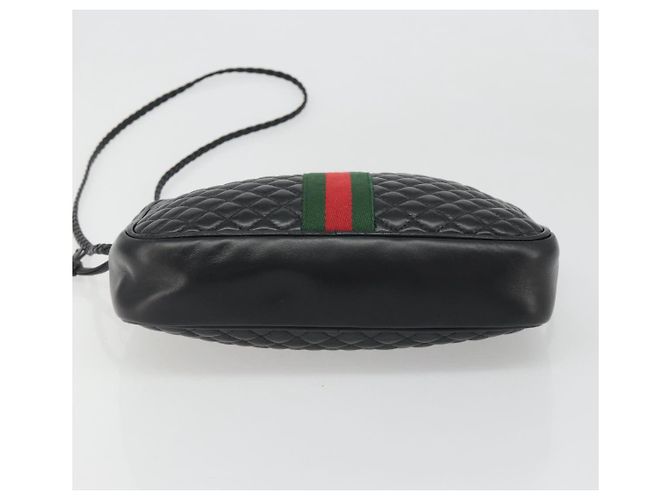 Borsa GUCCI GG Marmont Web Sherry Line in pelle traforata nera e oro 541051 Auth mr2530 Nero D'oro - vista 9