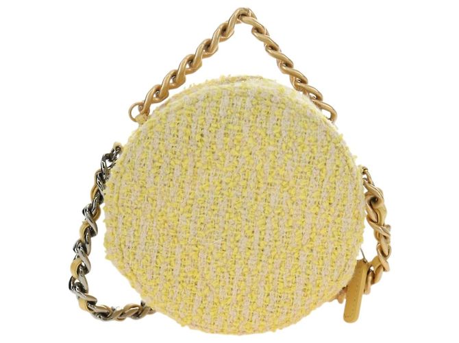 Borsa a Spalla con Catena CHANEL Tweed 2way Oro Giallo Argento CC Auth 189770M D'oro - vista 3