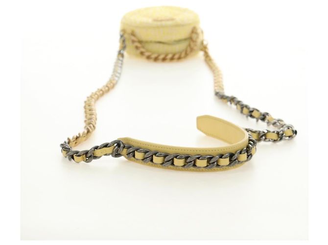 Borsa a Spalla con Catena CHANEL Tweed 2way Oro Giallo Argento CC Auth 189770M D'oro - vista 9