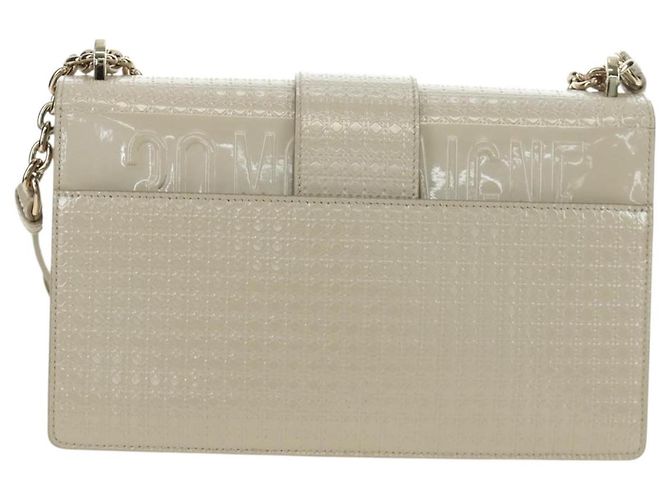 Borsa a tracolla Montaigne Christian Dior in pelle vernice beige oro Auth ar13976V D'oro - vista 3