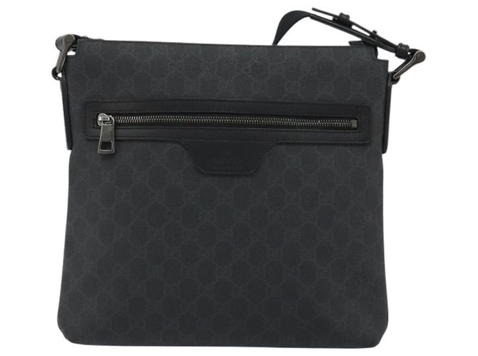 Borsa a tracolla GUCCI GG Supreme PVC Nero Argento 322279 Auth 190302 - vista 2