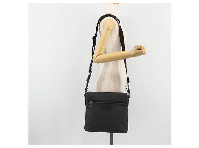 Borsa a tracolla GUCCI GG Supreme PVC Nero Argento 322279 Auth 190302 - vista 25