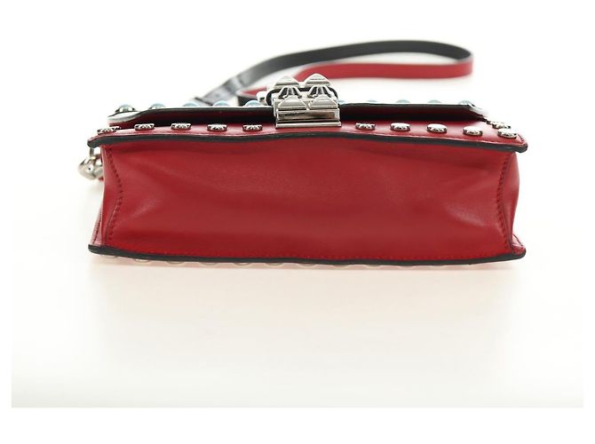 Borsa a tracolla PRADA Comic Electra in pelle rossa e argento Auth BA13728V Rosso - vista 12