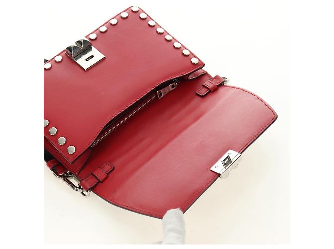 Borsa a tracolla PRADA Comic Electra in pelle rossa e argento Auth BA13728V Rosso - vista 21