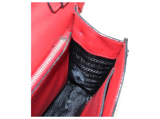 Borsa a tracolla PRADA Comic Electra in pelle rossa e argento Auth BA13728V Rosso - vista 24