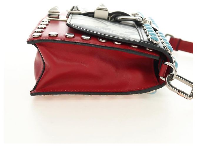 Borsa a tracolla PRADA Comic Electra in pelle rossa e argento Auth BA13728V Rosso - vista 5