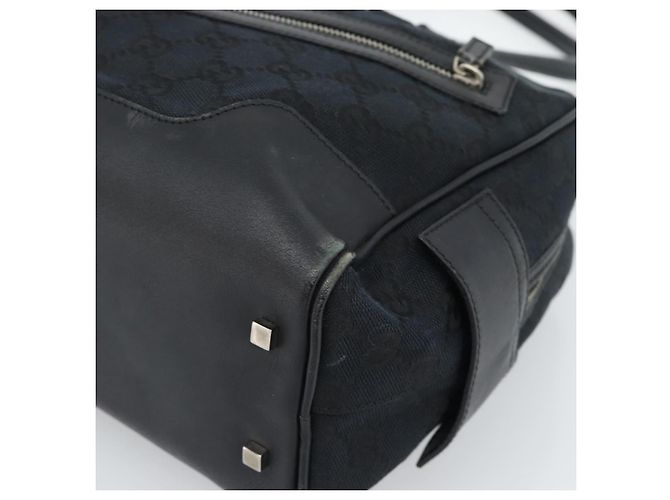 Borsa GUCCI GG Canvas Nera Argento 002 1115 Auth 189936 Nero - vista 10