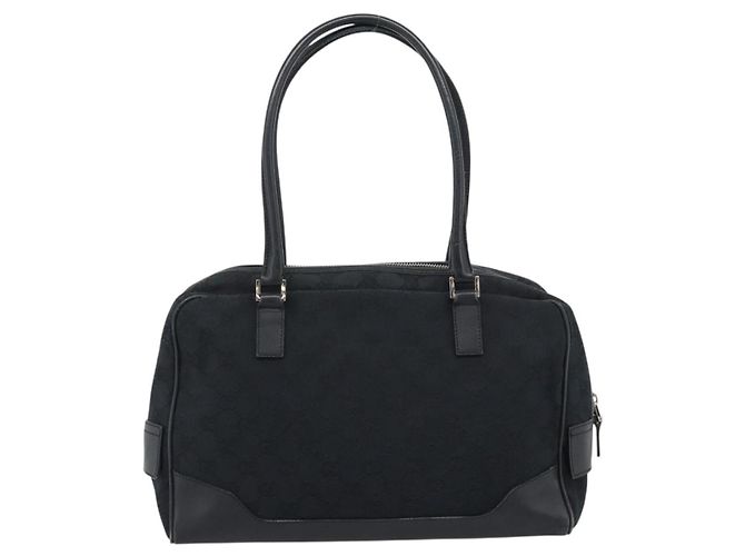 Borsa GUCCI GG Canvas Nera Argento 002 1115 Auth 189936 Nero - vista 3
