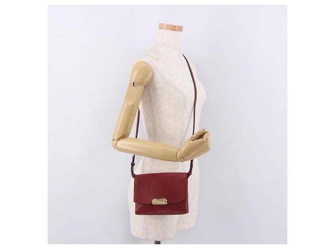 Borsa a Spalla BURBERRY in Pelle Rossa e Oro Auth ka5014A Rosso D'oro - vista 23