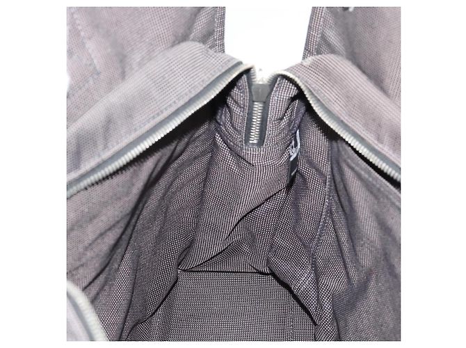 Hermès HERMES Her Line MM Hand Bag Canvas Gray Silver Auth 189625 Marrone Argento - vista 16