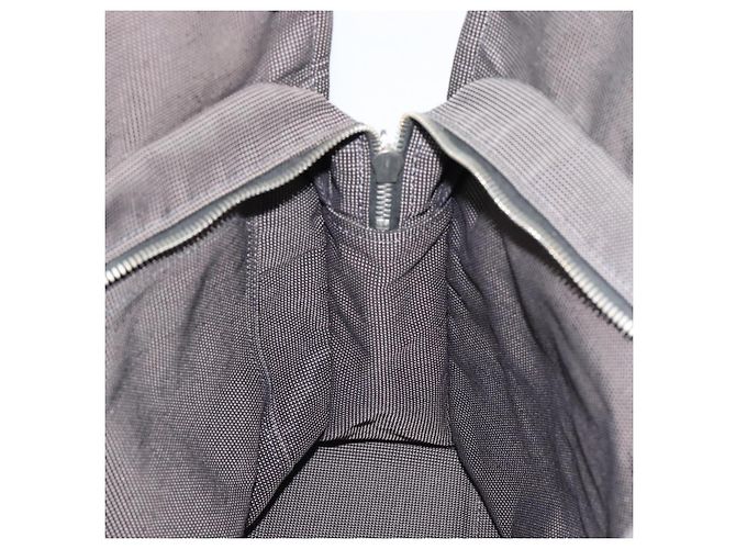 Hermès HERMES Her Line MM Hand Bag Canvas Gray Silver Auth 189625 Marrone Argento - vista 17