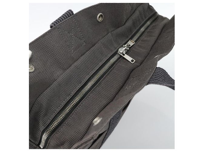 Hermès HERMES Her Line MM Hand Bag Canvas Gray Silver Auth 189625 Marrone Argento - vista 6