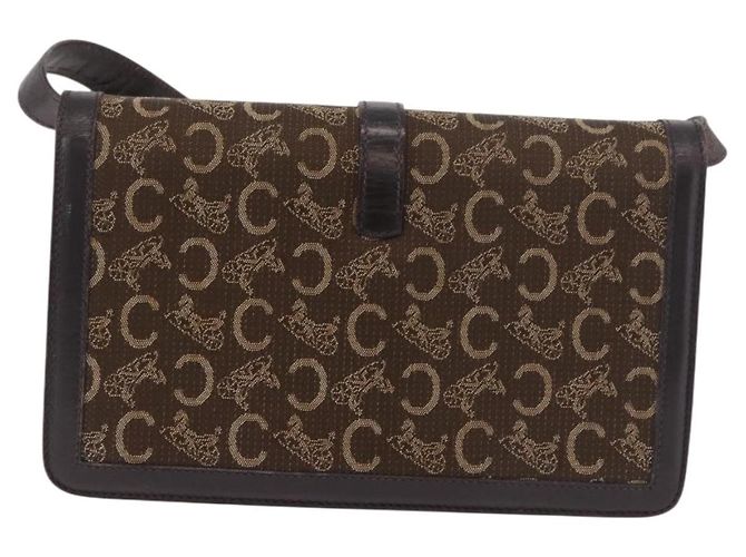 Céline Borsa a Spalla CELINE C Saluki Marrone Oro Auth bs35956 D'oro - vista 3