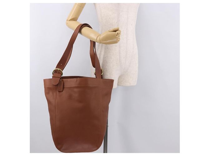 Borsa Tote Coach in pelle marrone oro Auth 190783 D'oro - vista 22