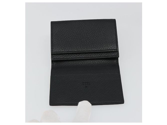 GUCCI Card Case Leather Black Silver Auth 189021A Silvery - view 14