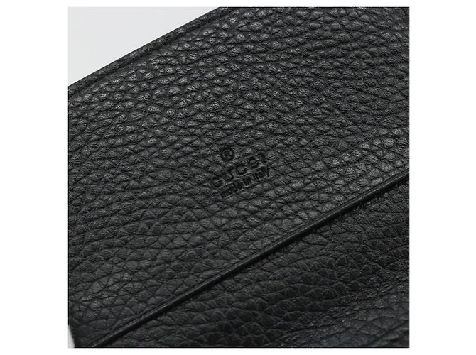 GUCCI Card Case Leather Black Silver Auth 189021A Silvery - view 15