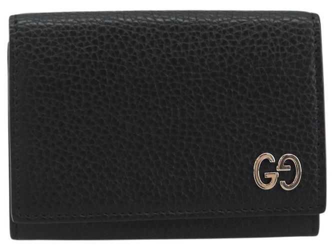 GUCCI Card Case Leather Black Silver Auth 189021A Silvery - view 2