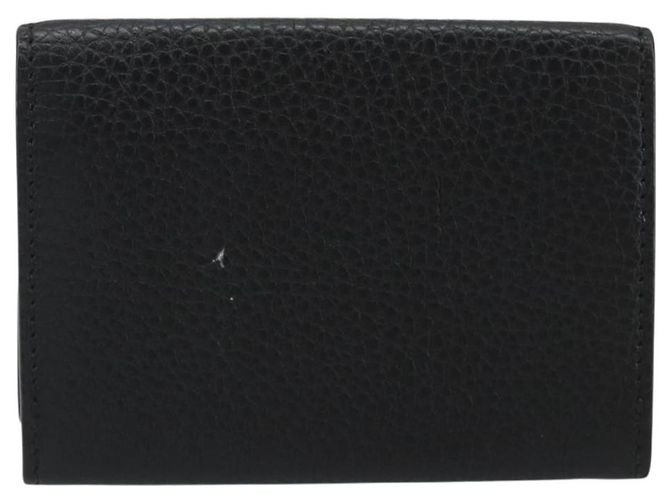 GUCCI Card Case Leather Black Silver Auth 189021A Silvery - view 3
