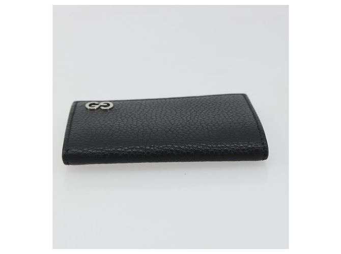 GUCCI Card Case Leather Black Silver Auth 189021A Silvery - view 6
