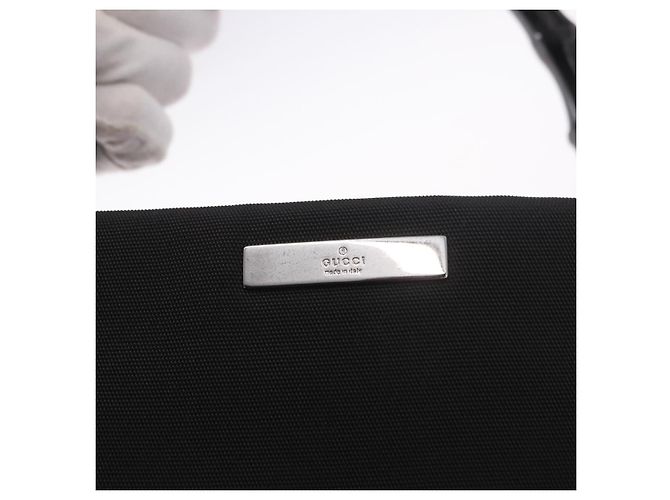GUCCI Bamboo Canvas Tote Bag Schwarz Silber 002 1016 Auth 187874 - Ansicht 15