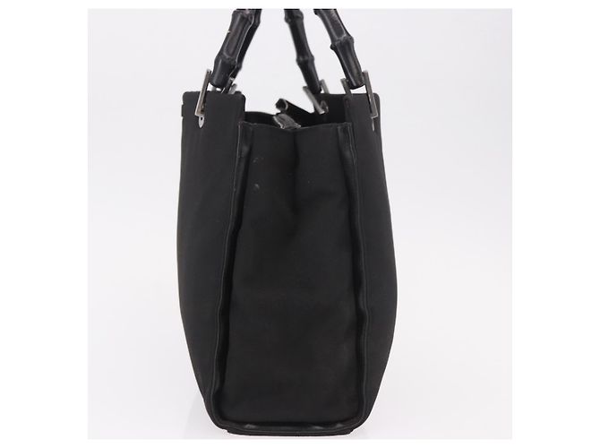 GUCCI Bamboo Canvas Tote Bag Schwarz Silber 002 1016 Auth 187874 - Ansicht 4