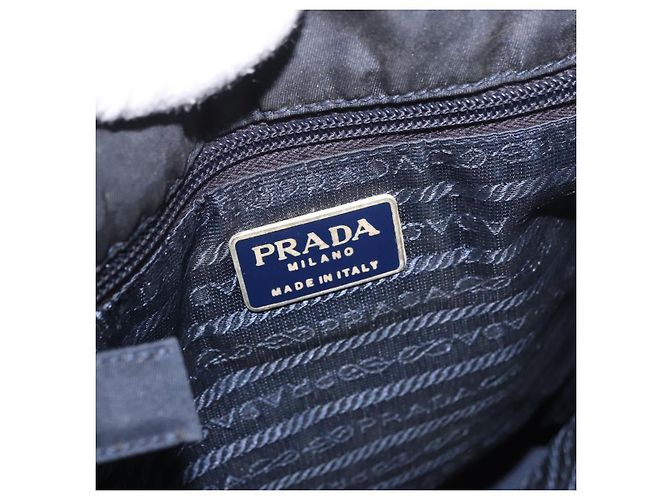 Borsa Tote PRADA Nylon Nero Oro Auth 189679 D'oro - vista 16