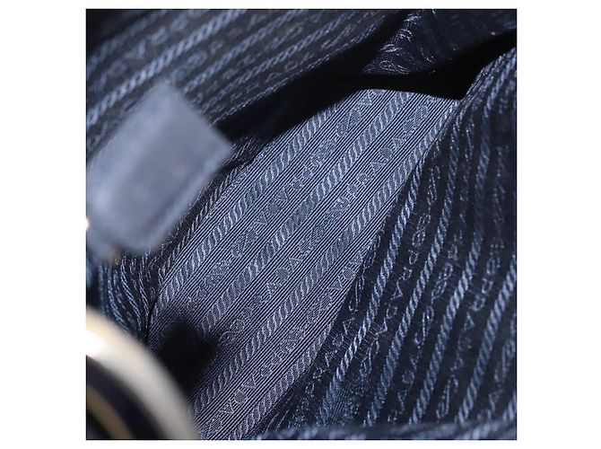 Borsa Tote PRADA Nylon Nero Oro Auth 189679 D'oro - vista 17