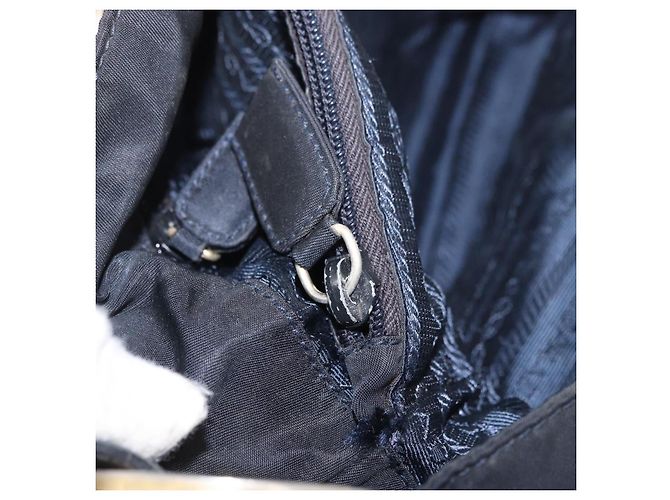 Borsa Tote PRADA Nylon Nero Oro Auth 189679 D'oro - vista 23